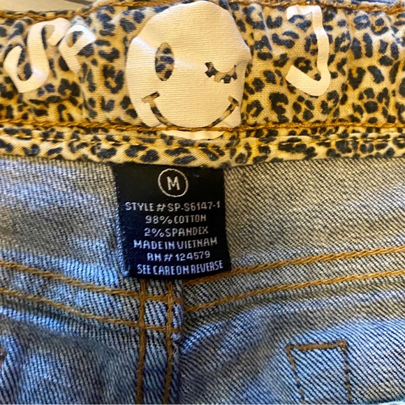 SPJ Distressed Denim Shorts with Leopard Patchwork - Picture 5 of 5